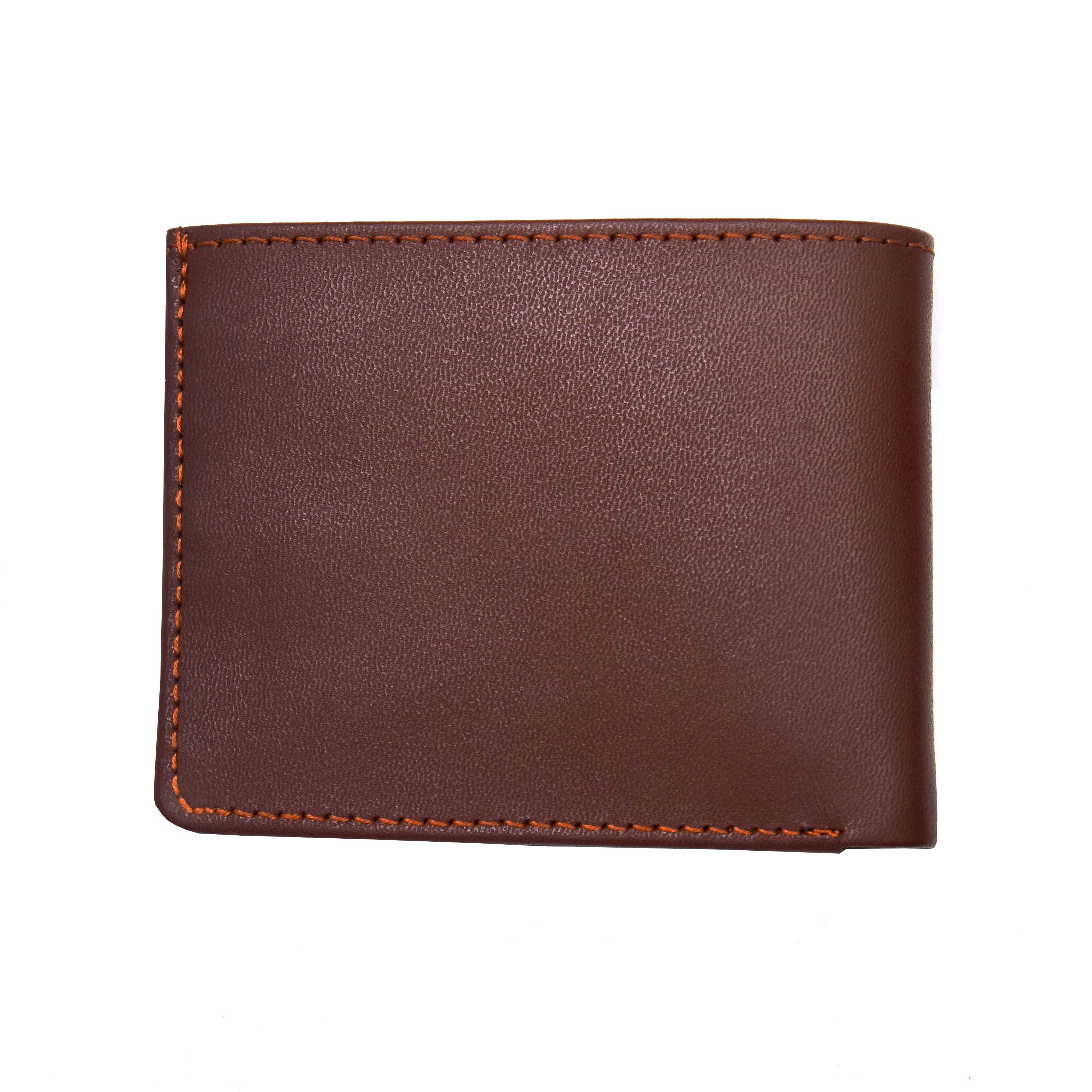 Cow Leather Slim Bi-Fold Wallet for Men – Brown