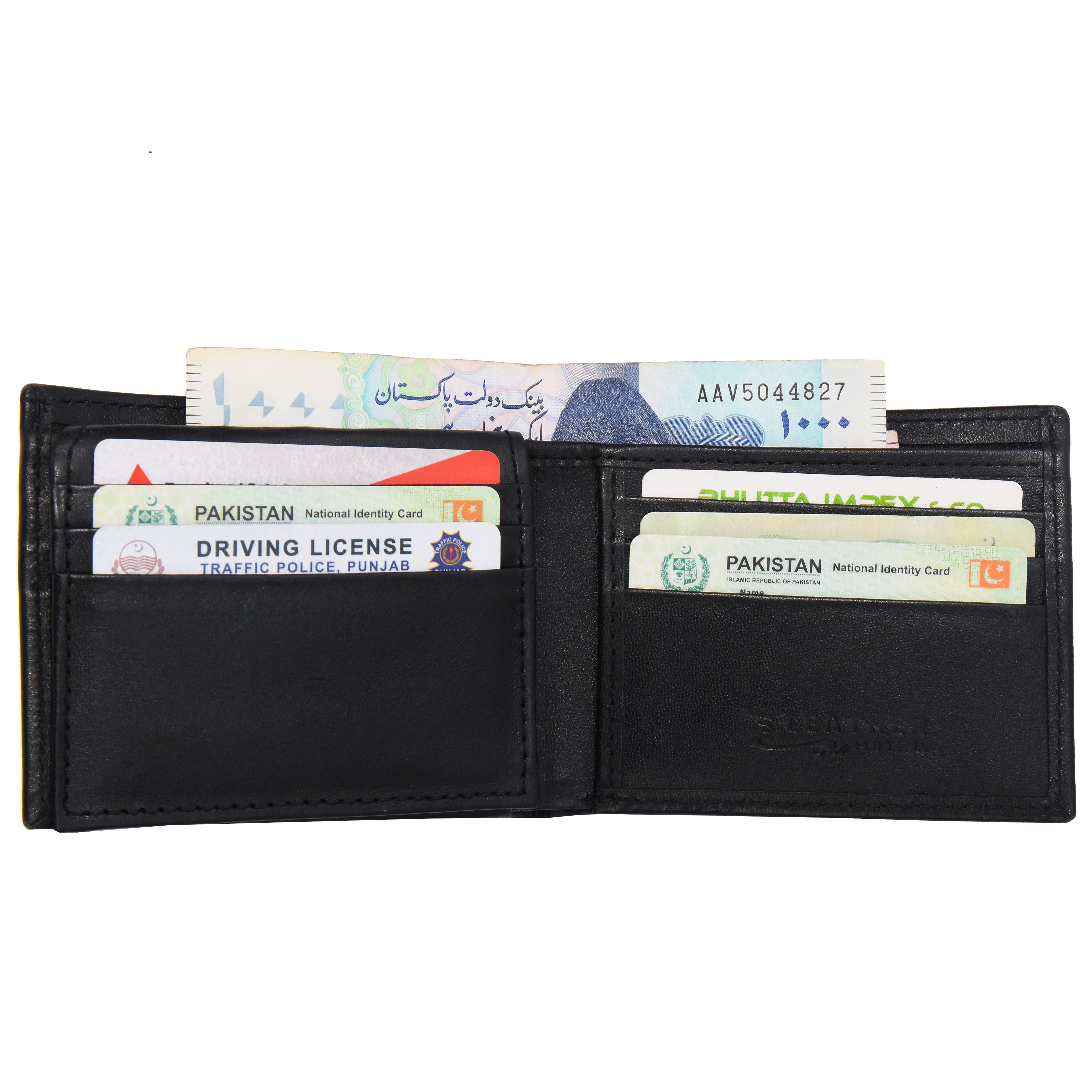 Cow Leather Slim Bi-Fold Wallet for Men – Black