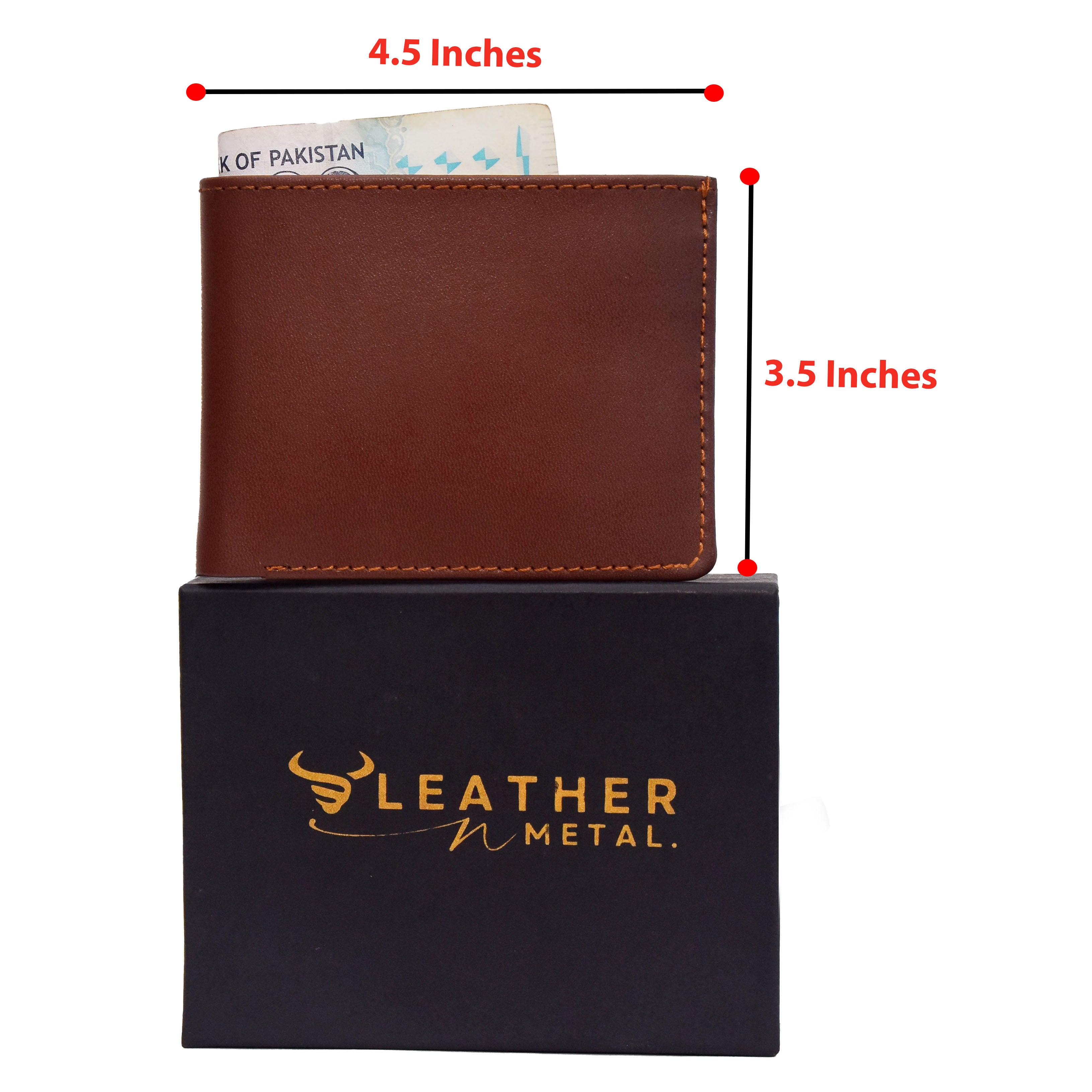 Cow Leather Slim Bi-Fold Wallet for Men – Brown